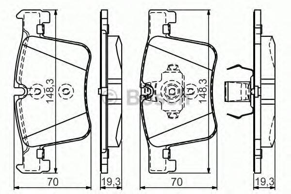 Комплект тормозных колодок, дисковый тормоз BOSCH 0 986 TB3 149