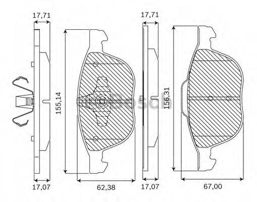 Комплект тормозных колодок, дисковый тормоз BOSCH F 03B 050 123