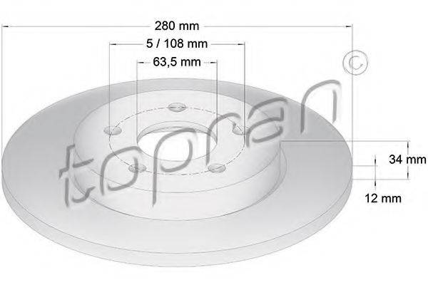TOPRAN 301957 Тормозной диск