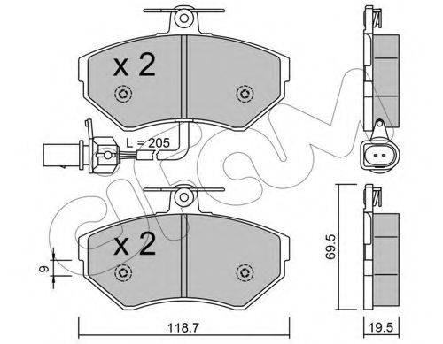 Комплект тормозных колодок, дисковый тормоз CIFAM 822-215-2