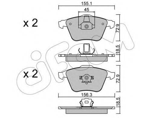 Комплект тормозных колодок, дисковый тормоз CIFAM 822-549-3