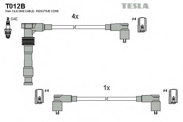 Комплект проводов зажигания TESLA T012B