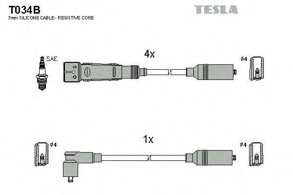 Комплект проводов зажигания TESLA T034B