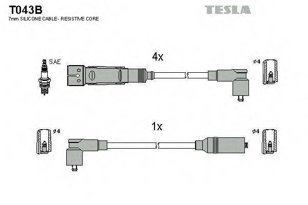 Комплект проводов зажигания TESLA T043B