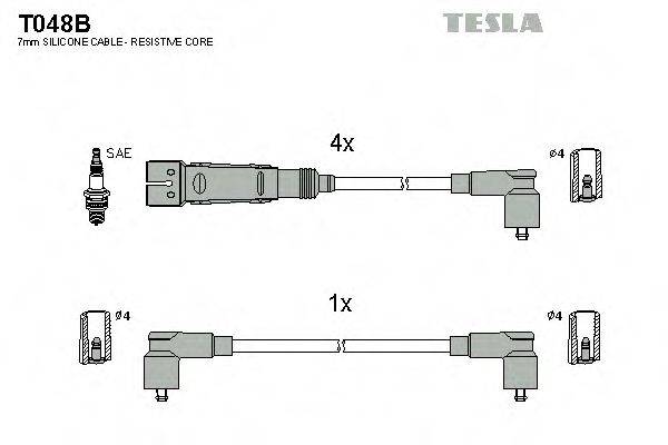 Комплект проводов зажигания TESLA T048B