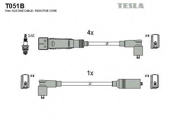 Комплект проводов зажигания TESLA T051B