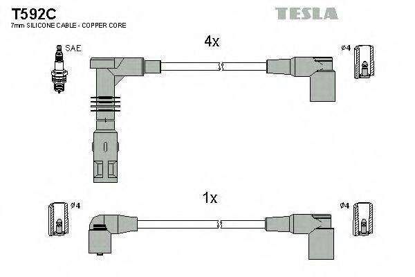 Комплект проводов зажигания TESLA T592C