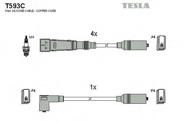 Комплект проводов зажигания TESLA T593C