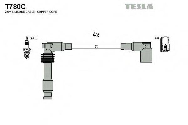 Комплект проводов зажигания TESLA T780C