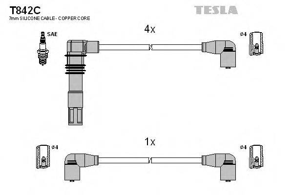 Комплект проводов зажигания TESLA T842C