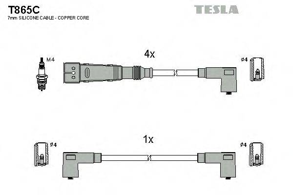 Комплект проводов зажигания TESLA T865C
