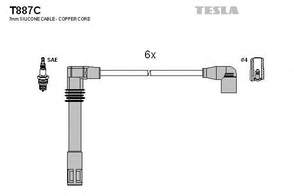 Комплект проводов зажигания TESLA T887C