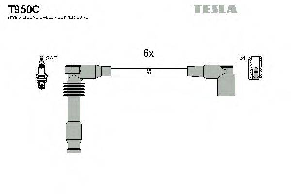 Комплект проводов зажигания TESLA T950C