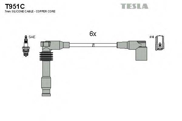 TESLA T951C Комплект проводов зажигания
