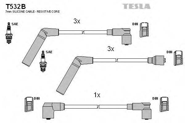 Комплект проводов зажигания TESLA T532B