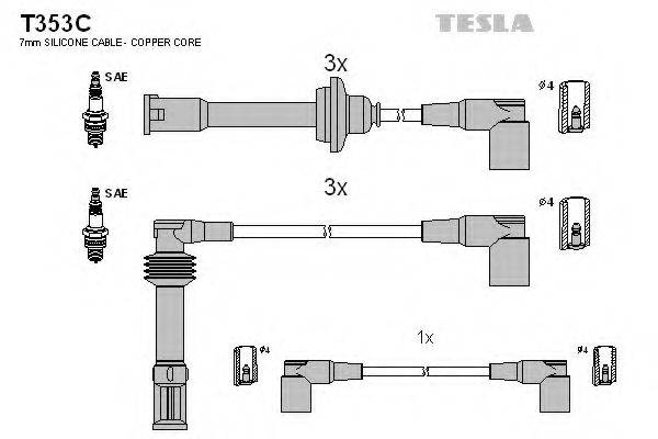 Комплект проводов зажигания TESLA T353C