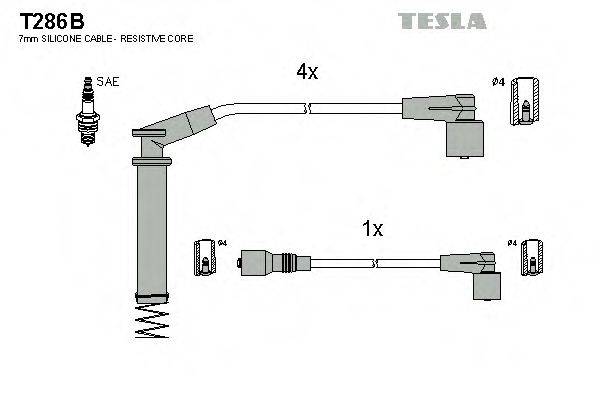 Комплект проводов зажигания TESLA T286B