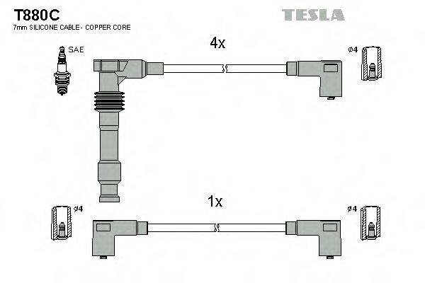 Комплект проводов зажигания TESLA T880C