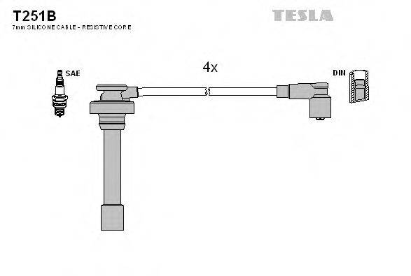 Комплект проводов зажигания TESLA T251B