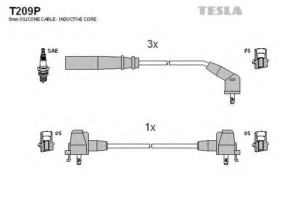 Комплект проводов зажигания TESLA T209P