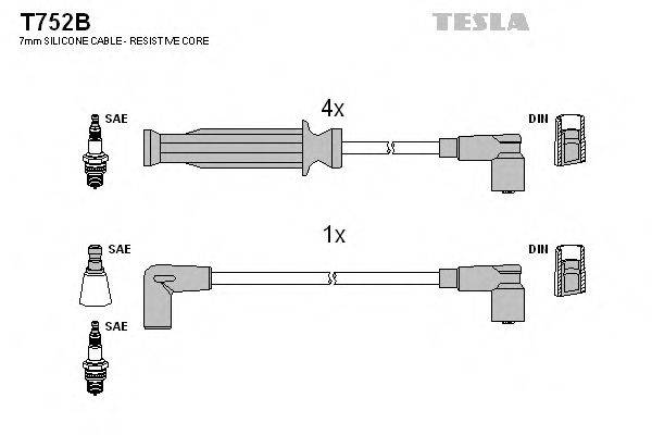 Комплект проводов зажигания TESLA T752B