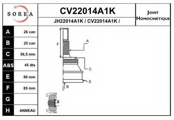 EAI CV22014A1K Шарнирный комплект, приводной вал