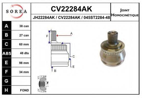 EAI CV22284AK Шарнирный комплект, приводной вал