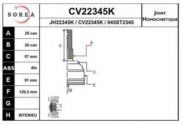 EAI CV22345K Шарнирный комплект, приводной вал