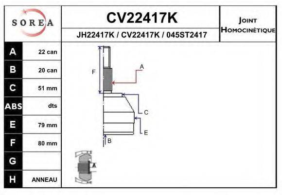 EAI CV22417K Шарнирный комплект, приводной вал