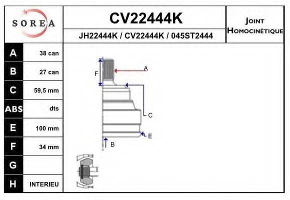 EAI CV22444K Шарнирный комплект, приводной вал