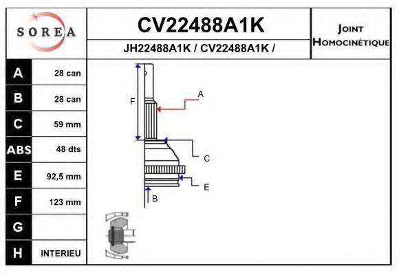 EAI CV22488A1K Шарнирный комплект, приводной вал