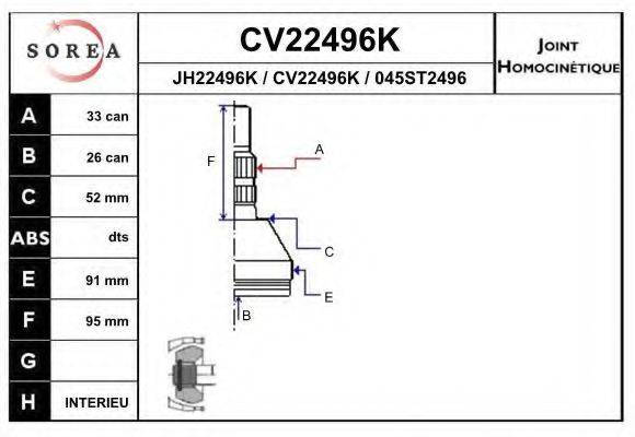 EAI CV22496K Шарнирный комплект, приводной вал