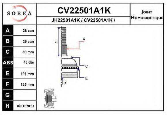 EAI CV22501A1K Шарнирный комплект, приводной вал