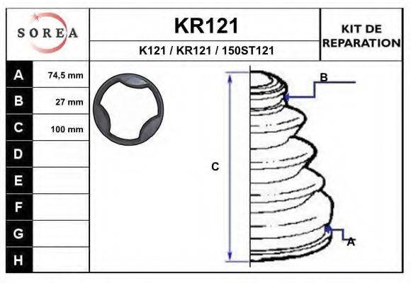 EAI KR121 Комплект пылника, приводной вал