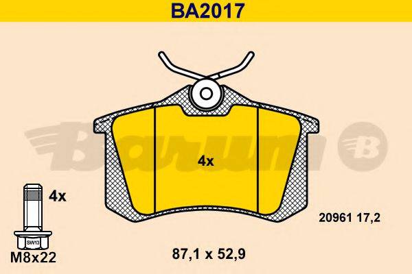 BARUM BA2017 Комплект тормозных колодок, дисковый тормоз