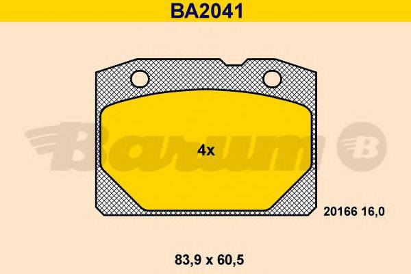 Комплект тормозных колодок, дисковый тормоз BARUM BA2041