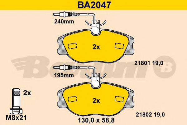 BARUM BA2047 Комплект тормозных колодок, дисковый тормоз