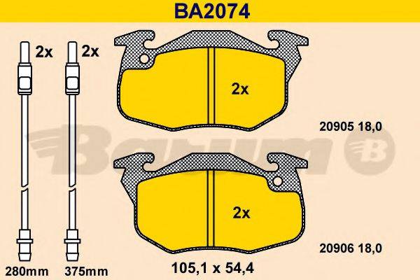 BARUM BA2074 Комплект тормозных колодок, дисковый тормоз