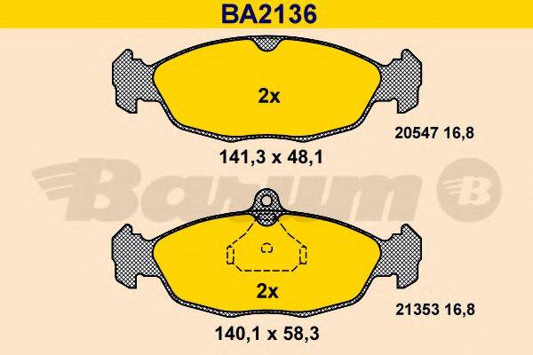 BARUM BA2136 Комплект тормозных колодок, дисковый тормоз