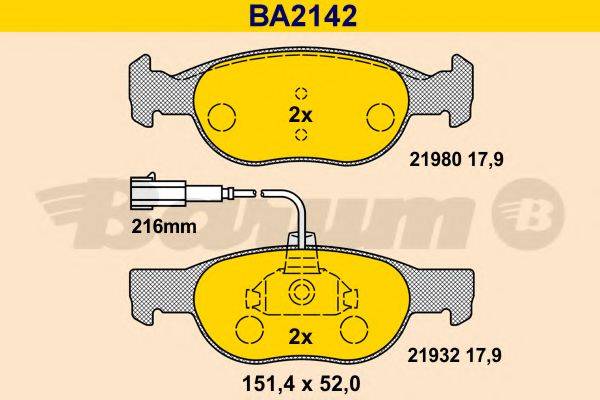 BARUM BA2142 Комплект тормозных колодок, дисковый тормоз