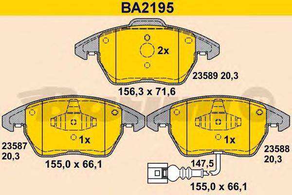 BARUM BA2195 Комплект тормозных колодок, дисковый тормоз