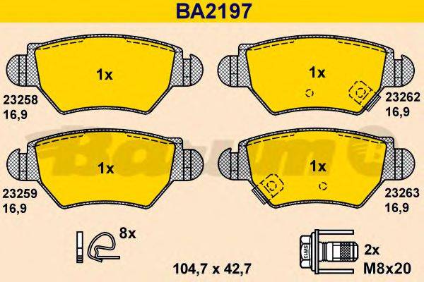 BARUM BA2197 Комплект тормозных колодок, дисковый тормоз