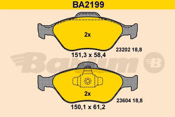 Комплект тормозных колодок, дисковый тормоз BARUM BA2199