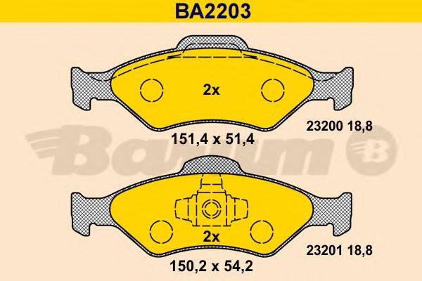 Комплект тормозных колодок, дисковый тормоз BARUM BA2203