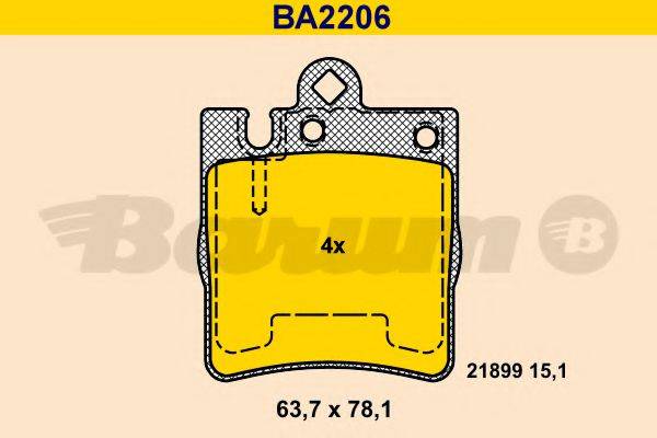 Комплект тормозных колодок, дисковый тормоз BARUM BA2206
