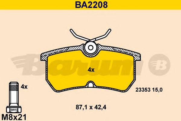 BARUM BA2208 Комплект тормозных колодок, дисковый тормоз