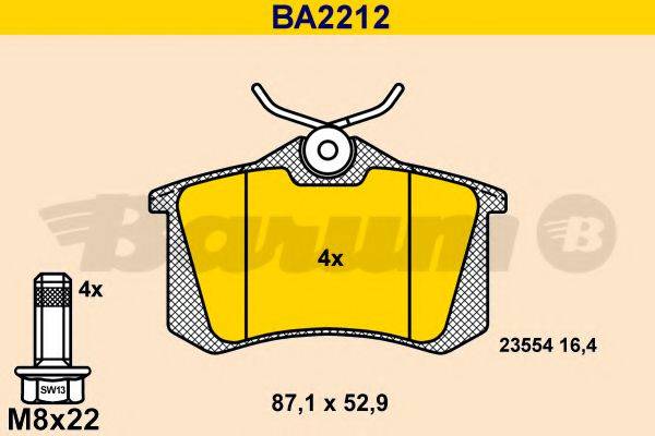 BARUM BA2212 Комплект тормозных колодок, дисковый тормоз