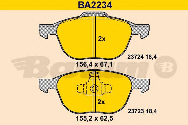 BARUM BA2234 Комплект тормозных колодок, дисковый тормоз