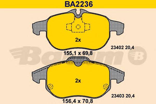 Комплект тормозных колодок, дисковый тормоз BARUM BA2236
