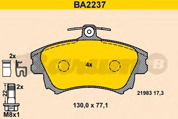 Комплект тормозных колодок, дисковый тормоз BARUM BA2237